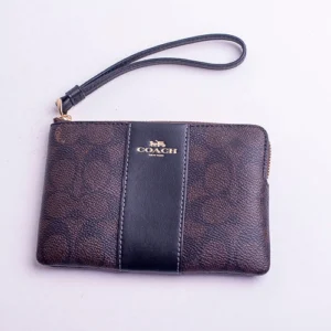 Coach Corner Zip Wristlet Signature Jacquard